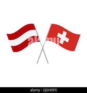 Swiss and Austrian flags vector isolated on white background Stock Vector