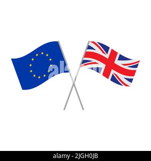 European Union and British flags vector isolated on white background Stock Vector