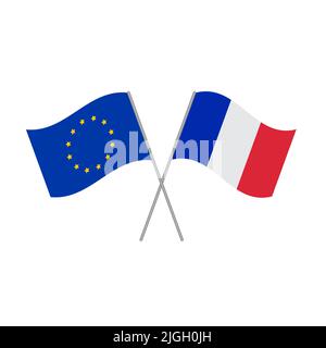 European Union and French flags vector isolated on white background Stock Vector