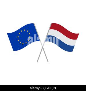 European Union and Netherlandish flags vector isolated on white background Stock Vector