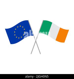 European Union and Irish flags vector isolated on white background Stock Vector