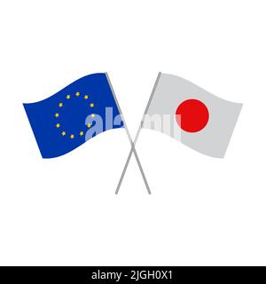 European Union and Japanese flags vector isolated on white background Stock Vector