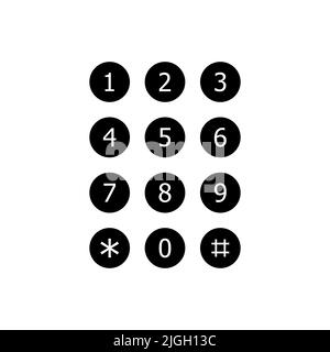 Keyboard number telephone. Keypad number icon vector isolated on white background Stock Vector