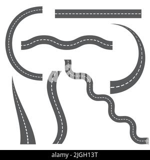 Set of roads isolated on white background Stock Vector