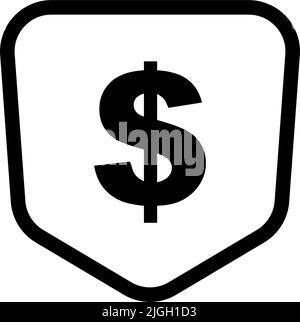Shield icon with dollar sign. Editable vector. Stock Vector