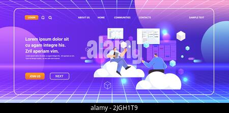 businesspeople in virtual reality digital glasses planning day scheduling appointment in calendar app agenda meeting plan Stock Vector
