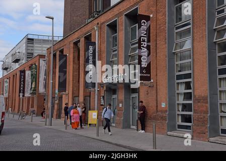 The Generator Hostel and Skyview Tower in Smithfield Square, a trending area of Dublin City, Ireland. July 2022 Stock Photo