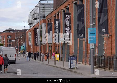 The Generator Hostel and Skyview Tower in Smithfield Square, a trending area of Dublin City, Ireland. July 2022 Stock Photo