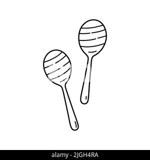 Maracas isolated on white background. Mexican musical instrument. Vector hand-drawn illustration in doodle style. Perfect for cards, decorations, logo. Stock Vector