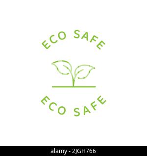 Eco safe vector label. Eco friendly packaging symbol with leaf. Stock Vector