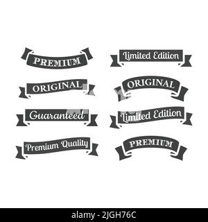 Limited edition, original ribbon banner set. Premium quality black vector icon. Stock Vector