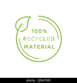 100% recycled materials label. Eco friendly packaging vector symbol. Stock Vector