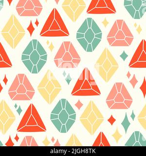 Diamond crystal gems seamless pattern and vector Stock Vector