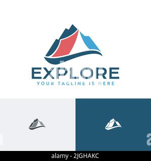 Mountain Camping Peak Summit Nature Explore Adventure Logo Stock Vector