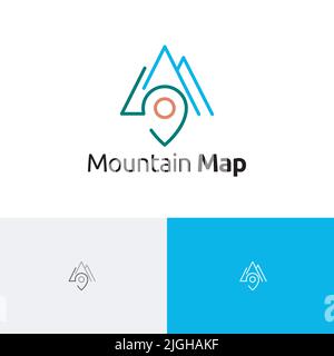 Mountain Map Location Nature Explore Adventure Simple Line Logo Stock Vector
