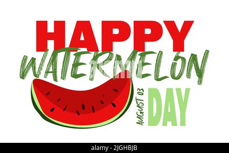 National Watermelon Day poster with calligraphy lettering isolated on white background Stock Vector