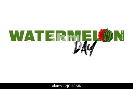 National Watermelon Day poster with calligraphy lettering isolated on white background Stock Vector