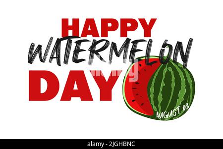 National Watermelon Day poster with calligraphy lettering isolated on white background Stock Vector