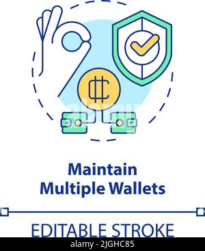 Maintain multiple wallets concept icon Stock Vector