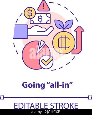Going all in concept icon Stock Vector