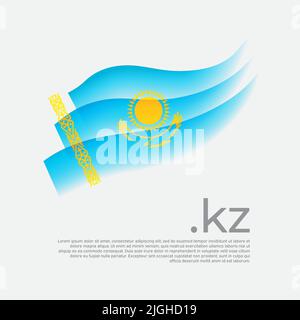 Kazakhstan flag watercolor. Vector stylized national design on white background. Kazakh flag painted with abstract brush strokes, kz domain, place Stock Vector