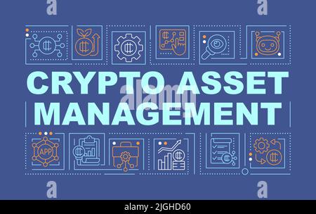 Crypto asset management word concepts dark blue banner Stock Vector