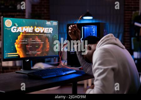 Modern player live streaming video games play on computer, having fun with  rpg tournament. Young adult playing online action shooting game with  multiple players on pc, shooter challenge Stock Photo - Alamy