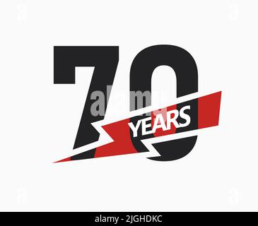 70 years of business, jubilee logo. 70th Anniversary sign. Modern graphic design for company birthday. Isolated vector illustration. Stock Vector