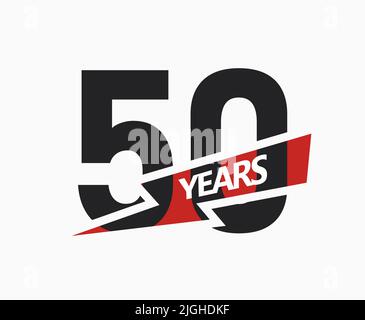 50 years of business, jubilee logo. 50th Anniversary sign. Modern graphic design for company birthday. Isolated vector illustration. Stock Vector