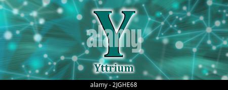 Y symbol. Yttrium chemical element on green network background Stock Photo