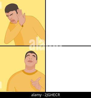 Reaction meme template for social media sharing. Smiling office man and  displeased serious face reaction Stock Vector Image & Art - Alamy