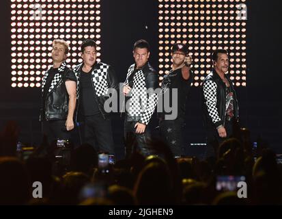 SUNRISE FL - JULY 09: New Kids On The Block perform during the Mix Tape Tour at The FLA Live Arena on July 9, 2022 in Sunrise, Florida. Credit: mpi04/MediaPunch Stock Photo