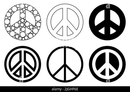 Illustration of different peace signs isolated on white Stock Photo