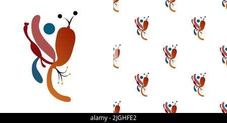 Abstract Colorful floral art isolated on white background is in Seamless pattern - vector illustration Stock Vector