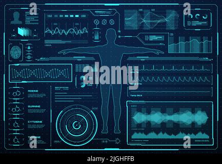 HUD medicine, body health digital technology interface, futuristic ...