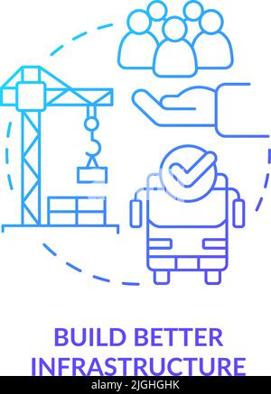 Build better infrastructure blue gradient concept icon Stock Vector