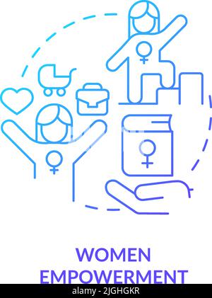 Women empowerment blue gradient concept icon Stock Vector