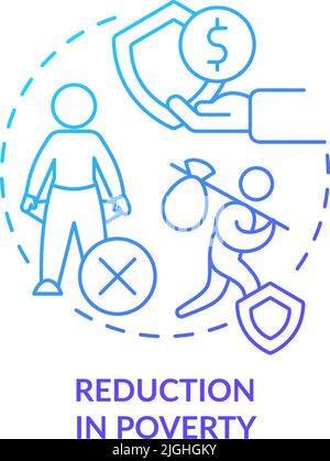 Reduction in poverty blue gradient concept icon Stock Vector