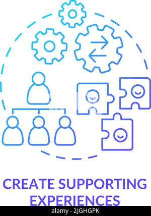 Create supporting experiences blue gradient concept icon Stock Vector