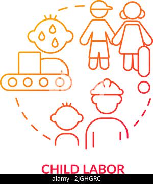 Child labour red gradient concept icon Stock Vector