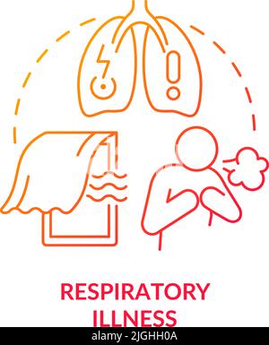 Respiratory illness red gradient concept icon Stock Vector