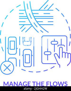 Manage flows blue gradient concept icon Stock Vector