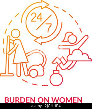 Burden on women red gradient concept icon Stock Vector