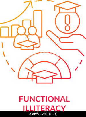 Functional illiteracy red gradient concept icon Stock Vector
