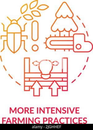 More intensive farming practices red gradient concept icon Stock Vector