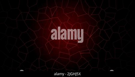 abstract background. Mosaic pattern with red lines forming cells. Dark illustration. Stock Photo