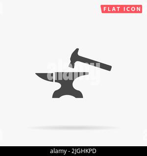 Forge flat vector icon. Hand drawn style design illustrations. Stock Vector