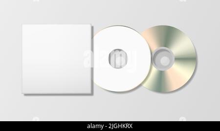 Blank disk and case template. Blank mockup on lightbackground. Graphic design element. Add your own background, text, logo, or any other design. Vecto Stock Vector