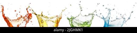 set of rainbow liquid splash isolated on white background Stock Photo