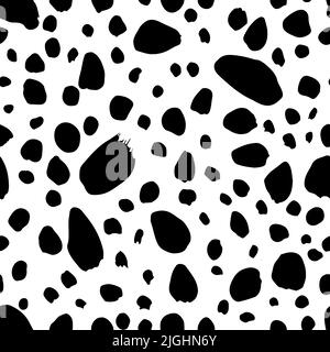 Black uneven specks, spots, blobs seamless pattern Stock Vector